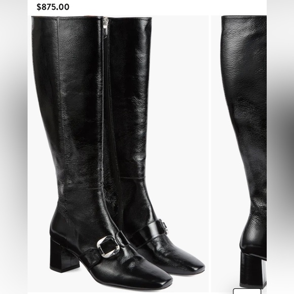 LK Bennett Shoes - LK Bennett Black Leather Gigi Oloid Block Heel Knee High Boot Size 40